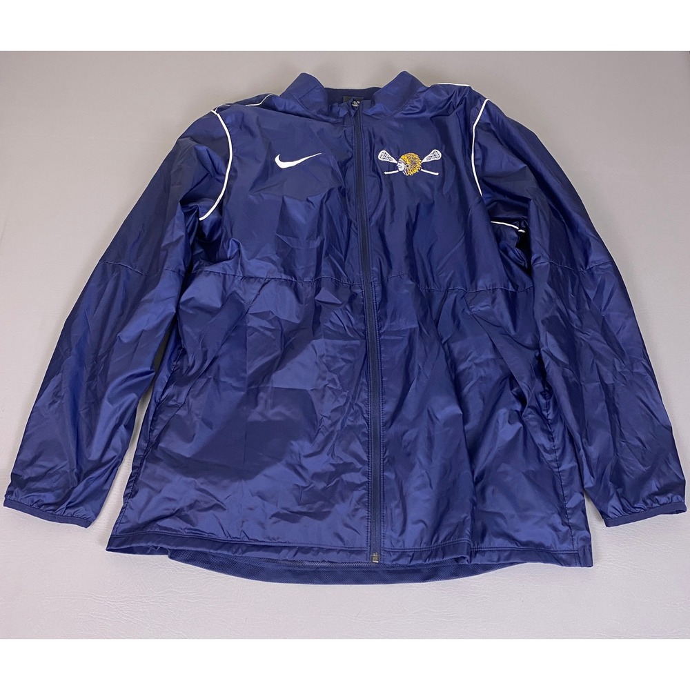 Nike Windbreaker Jacket Men's XL Navy Blue Lacrosse Full Zip BV6881-410 Logo